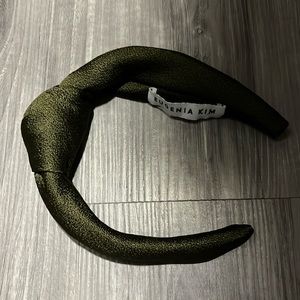 Eugenia Kim Karyn olive green silk knot headband